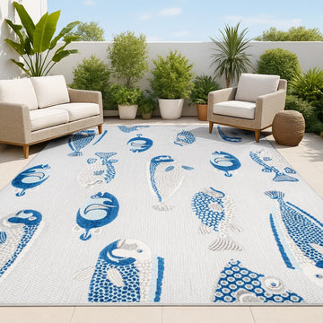 Algarve Modern Fish High-low Indoor/outdoor Area Rug